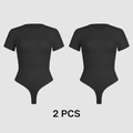 Pack of 2 black short sleeve bodysuits with round neck and snap closures - S / Black (Multipack)