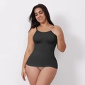 Plus size black seamless compression camisole for waist shaping and tummy control - S / Spaghetti Strap (33347) / Black