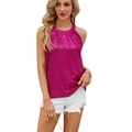 Sparkling rose red sequin halter top for women party wear with sleeveless neck - S / Tops / Rose Red