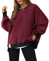 Detail of red and black striped knit sweater showing texture and ribbed cuffs - S / Red Black