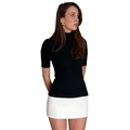 Conjunto femenino de top negro de cuello alto y minifalda blanca ajustada - S / Blanco y Negro