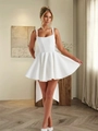 Elegantes weißes ärmelloses A-Linien-Minikleid mit großer Schleife am Rücken - S / Weiß