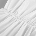 White cotton shirt variant featuring elegant smocked waist and soft pleated texture - S / White