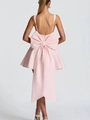 Rosa rückenfreies Minikleid mit übergroßer Schleife und zarten Spaghettiträgern - S / Rosa