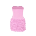 Pink strapless dress featuring a textured floral rose skirt and sleek fitted bodice - S / Pink