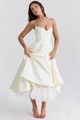 Detalle del elegante vestido de corsé crema con enagua de tul y dobladillo voluminoso - XS / Top Y Pantalón / Blanco
