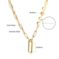Detail of 18K gold plated stainless steel necklace with toggle clasp and dimensions - Asymmetric Splicing Hexagon Pendant Gold Style (NE299001G)