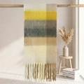 Plaid mohair scarf in yellow and grey patchwork with thick tassels for women - 38x205cm+17cm*2 / Yellow Grey Brown Beige Plaid (5#)