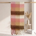 Thick mohair scarf in pink and camel plaid pattern with long fringe decorative tassels - 38x205cm+17cm*2 / Pink Camel Coffee White Plaid (42#)