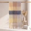 Thick checkered scarf in yellow orange blue plaid with tassels on wooden hanger - 38*205+17*2cm / 52# Yellow Orange Blue Grey Spliced Plaid