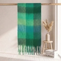 Green plaid mohair scarf with oversized checkered pattern and long thick tassels - 38*205+17*2cm / 67# Green Series Multi-color Plaid