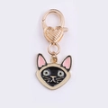 Cute black cat enamel keychain with pink ears and a gold heart-shaped lobster clasp - Logic Cat / 1.7*5cm 5g