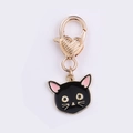 Golden heart lobster clasp with black enamel cat pendant for bags and keychains - Black Cat / 1.7*5cm 5g