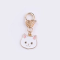 White enamel cat keychain with a gold heart lobster clasp for handbag decoration - White Cat / 1.7*5cm 5g