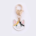 Calico cat shaped metal keychain with gold lobster clasp and heart engraved detail - Calico Cat / 1.7*5cm 5g