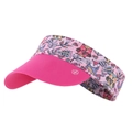 Kids quick-dry sun visor with magenta brim and colorful owl cartoon print pattern - Pink Jungle