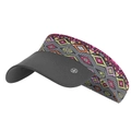 Kids quick-dry sun visor hat with ethnic geometric print and wide black brim - Boho