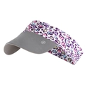 Grey brim sun visor with colorful heart-patterned headband for children outdoor sport - Heart Leopard