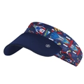 Kids quick-dry open top sun hat in navy blue with colorful racing car print - Speed Racing