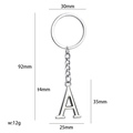 Polished silver metal letter A keychain pendant with 92mm total length and round ring - Letter A