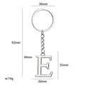 Portachiavi con lettera E in metallo argento con finitura lucida e anello tondo - Lettera Argento E