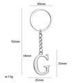 Silver metal letter G keychain pendant with detailed dimensions for creative gift - Silver Letter G