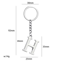 Polished silver metal keychain featuring a 3D uppercase letter H pendant and key ring - Silver Letter H