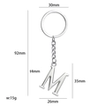 Polished silver metal keychain featuring letter M pendant with 30mm ring and chain - Silver Letter M
