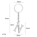 Polished silver metal letter N keychain with size markings for a 92mm total length - Letter N