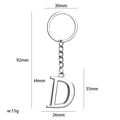 Silver metal letter D keychain pendant with polished finish and precise dimensions - Silver Letter D