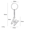 Polished silver metal letter W keychain pendant with dimensions on white background - Silver Letter W