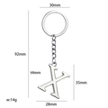 Polished silver metal letter X keychain pendant with size dimensions and specifications - Silver Letter X