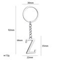 Silver letter Z alphabet keychain with measurements 92mm total length and 30mm ring size - Silver Letter Z