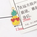 Cartoon pineapple alloy pendant with yellow oil drip and red sunglasses, size 26x13mm - Pineapple with Glasses