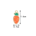 Enamel carrot charm in bright orange and green with golden finish, 1.6cm x 0.7cm size - Small Carrot