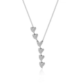 Elegant 925 sterling silver necklace featuring six staggered zircon-studded hearts - White Gold