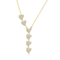 Elegant gold plated 925 silver necklace with six tiered sparkling zircon heart pendants - 18K Gold