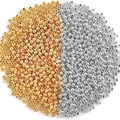 Polished gold and silver round metal spacer beads for DIY jewelry making and bracelet crafts - 4mm 1200pcs/pack / Gold & Silver Mixed