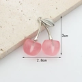 Pink crystal cherry charm pendant for DIY jewelry, measuring 3cm height and 2.8cm width. - Pink White Gold Tone