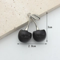 Elegant black cherry pendant DIY jewelry accessory with size dimensions 3cm x 2.8cm - Black (Silver Stem)