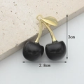 Elegant black enamel cherry charm with golden stem and leaf for DIY jewelry crafting - Black (KC Gold Stem)