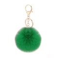 Faux rabbit fur ball keychain in vibrant green with golden lobster clasp for bags - Light Gold Figure 8 Chain Lobster Clasp / No. 31 Green