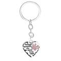 Detail of silver heart keychain with pink rhinestone paw and memorial text engraving - Pink Rhinestone Paw (QH1276-2)