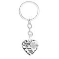 Detail of silver heart keychain with 'No longer by my side' engraving and crystal paw - White Rhinestone Paw (QH1276-3)
