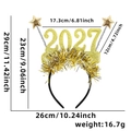 Golden 2027 New Year headband with sparkling glitter stars and festive tinsel decor - Gold 2027 Stars Headband