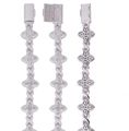 Pulsera de trébol de cuatro hojas en plata S925 con pavé de moissanita brillante - 15mm 6,5 Pulgadas / Plata + Moissanita Marquise Blanca