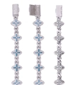 Pulsera de trébol en plata S925 con piedras azules y cristales pavé brillantes - 15mm 6,5 Pulgadas / Plata + Moissanita Marquise Azul Marino