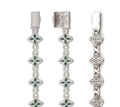 Pulsera de trébol de plata S925 con piedras verdes y pavé de diamantes brillantes - 15mm 6,5 Pulgadas / Plata + Peridoto Natural Marquise