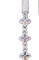 Silver S925 four-leaf clover bracelet with multi-color marquise-cut gems and pave stones - 15mm 6.5 Inch / Silver + Mixed Marquise Moissanite (Includes One Citrine)