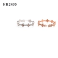 Pulseras de trébol en plata y oro rosa con piedras naranjas y pavé de circonitas - 15mm 6,5 Pulgadas / Plata + Espesartina Marquise